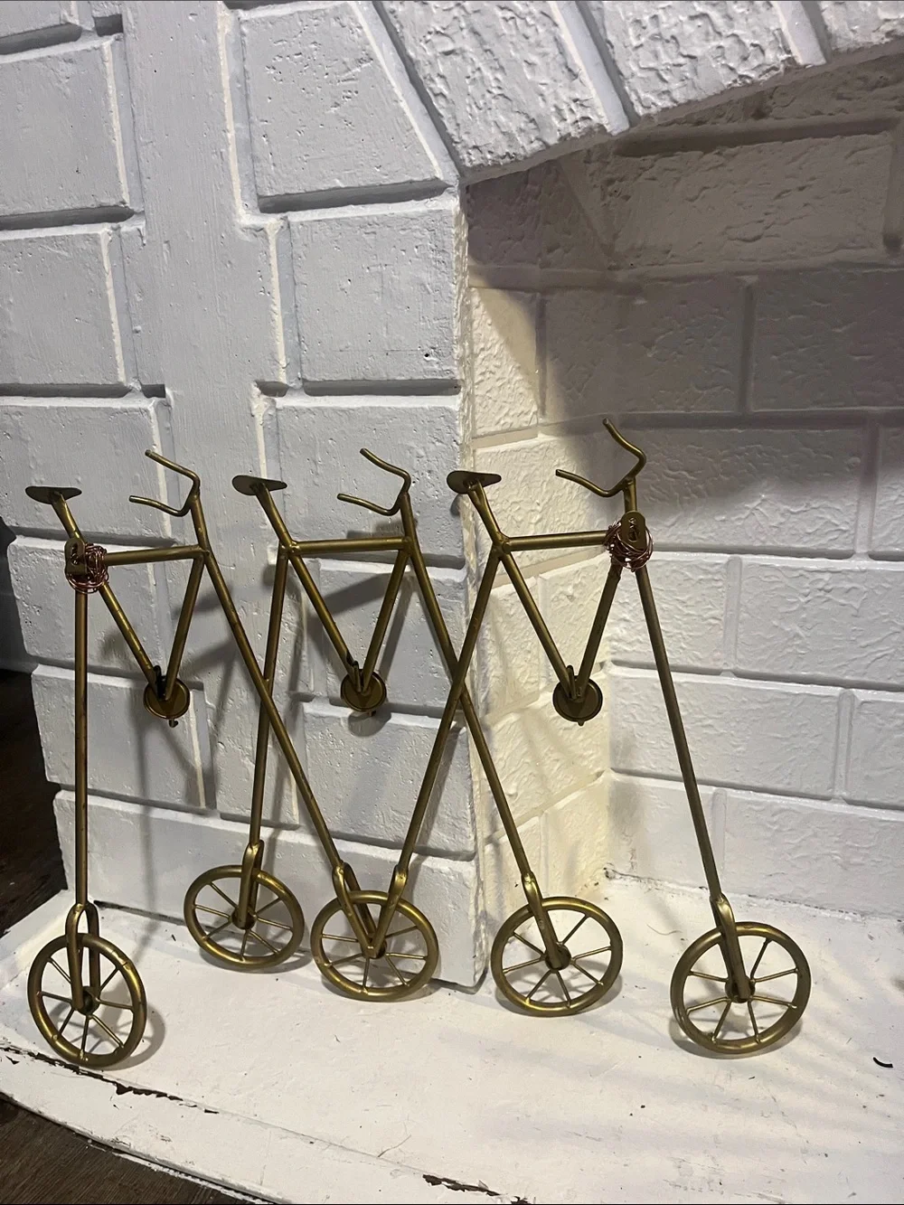 Vintage-Inspired Brass Bicycle Wall Hooks – Set of 4